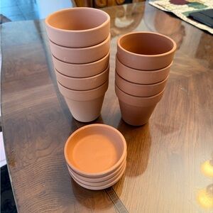 Terracotta Plant Pots and Saucers Set